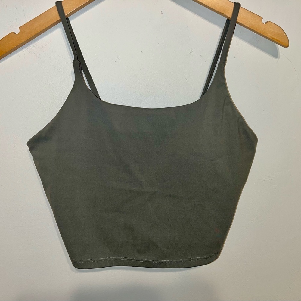 Army green sport bra crop tank sz Large